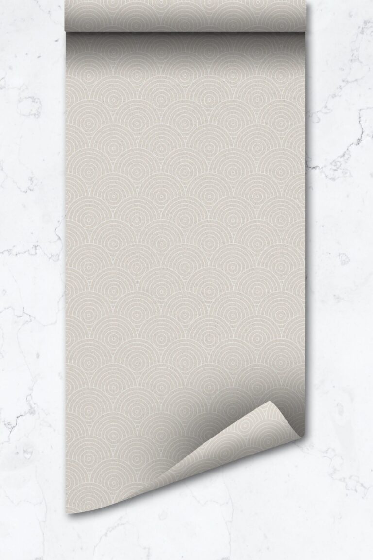 Art Deco Tile Accent Wallpaper, Elegant Scallop Design, Peel And Stick