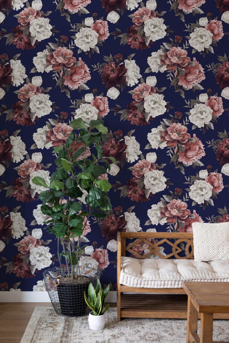 Autumnal Blossoms Foral Wallpaper Temporary
