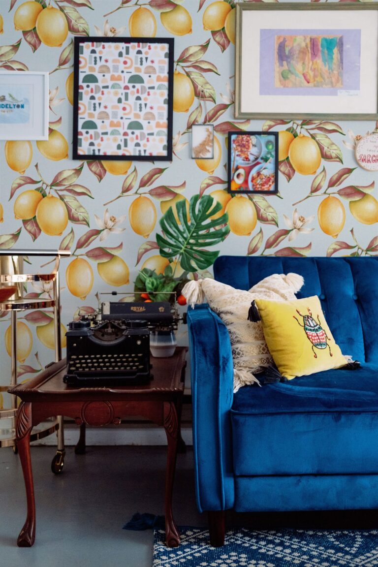 Baby Blue Lemons Wallpaper Bohemian
