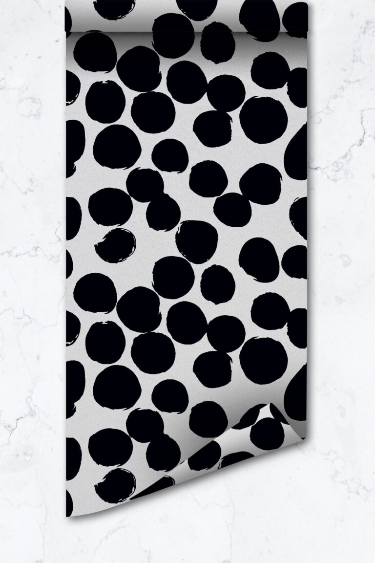 Black Dot Wallpaper, Contemporary Eclectic Temporary