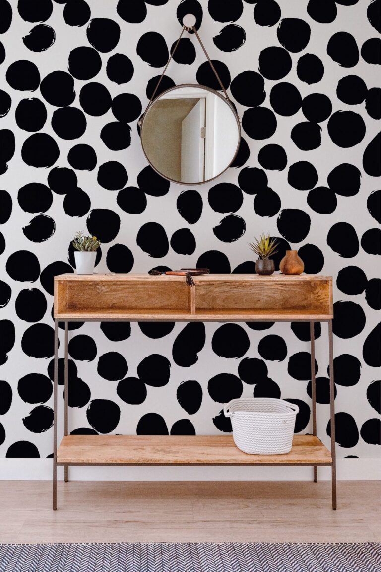 Black Dot Wallpaper, Contemporary Eclectic Temporary
