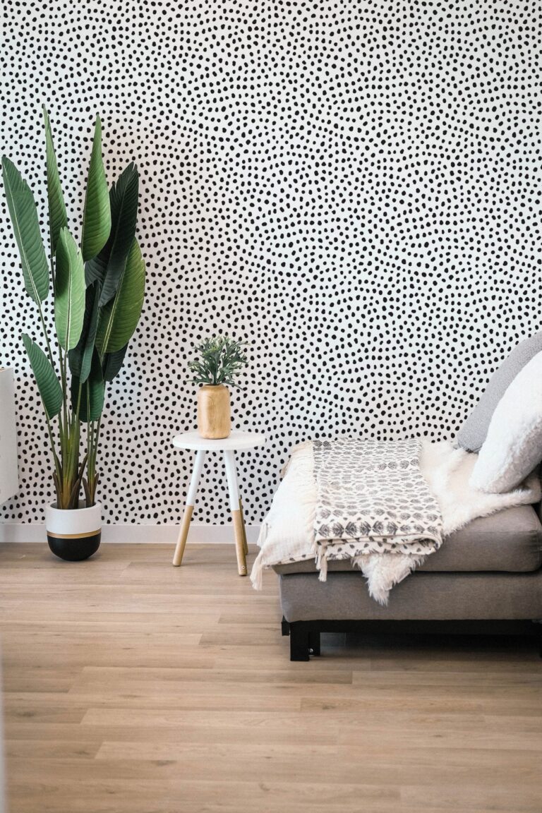 Black Spot Peel And Stick Wallpaper, Eclectic Décor Temporary Material