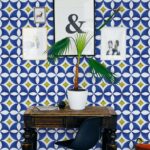 Blue And Yellow Tile Wallpaper, Peel And Stick