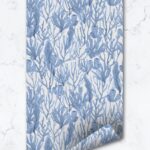 Blue Coral Removable Wallpaper, Watercolor Temporary 