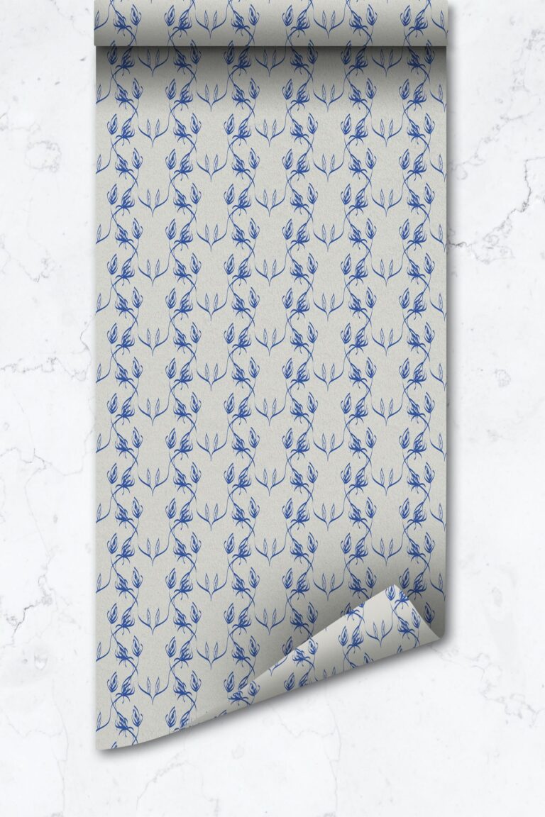 Blue Damask Print Wallpaper, Classic Victorian Style Removable Peel And Stick