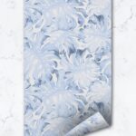 Blue Palm Leaf Removable Wallpaper / Tropical  Self Adhesive 