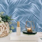 Blue Palm Leaves Removable Wallpaper Self Adhesive 