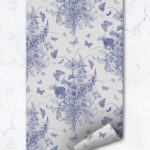Blue Toile Pattern Wallpaper French Chic Removable Peel And Stick