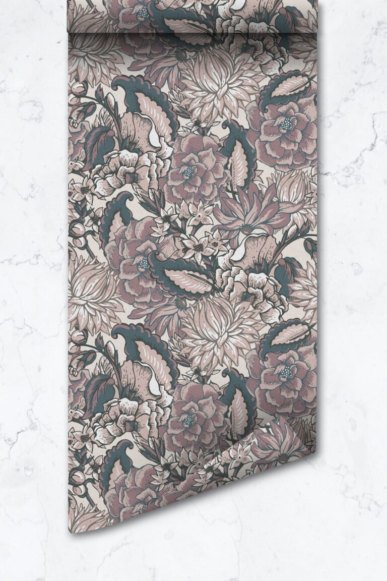 Bohemian Floral Removable Wallpaper, Botanical Flowers, Peel And Stick