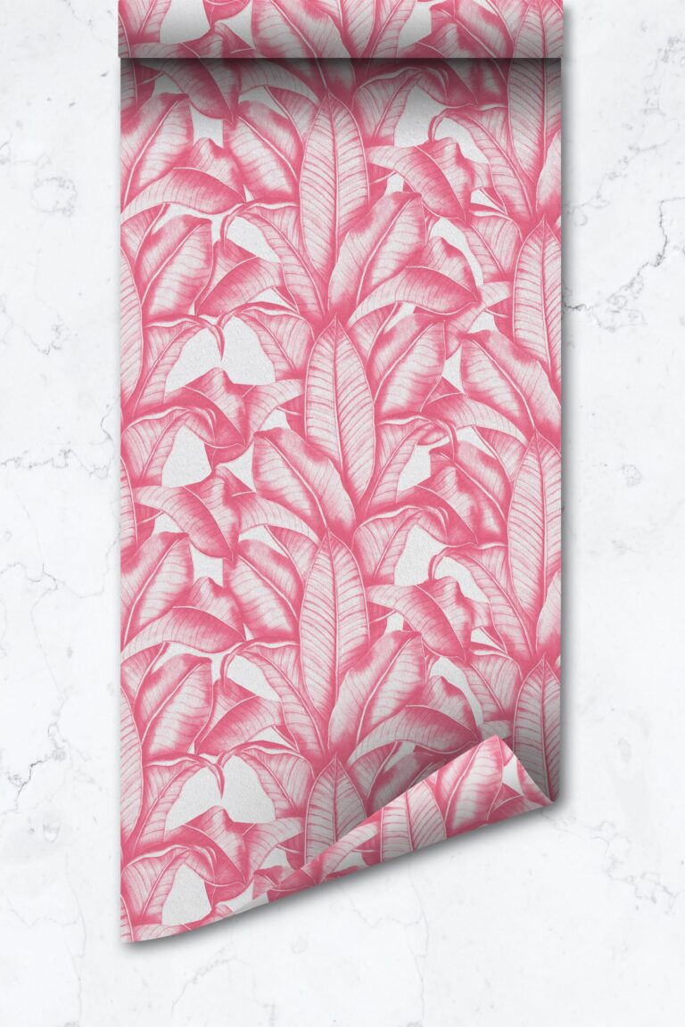 Bold Pink Banana Leaves Wallpaper / Tropical Removable
