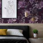 Dark Floral Wallpaper, Watercolor Peony, Wall Mural, Removable