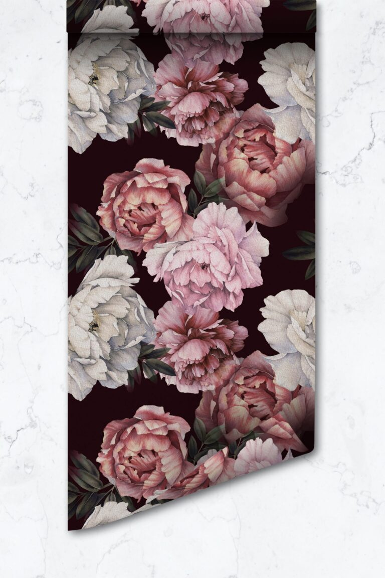 Dark Vintage Floral Bouquet Wallpaper, Flower Pattern Removable Self Adhesive
