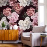 Dark Vintage Floral Bouquet Wallpaper, Flower Pattern Removable Self Adhesive