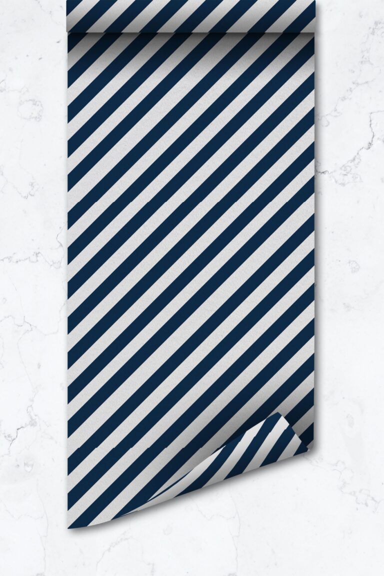 Diagonal Stripes Wallpaper In Color Dark Navy Blue  Removable Wallpaper