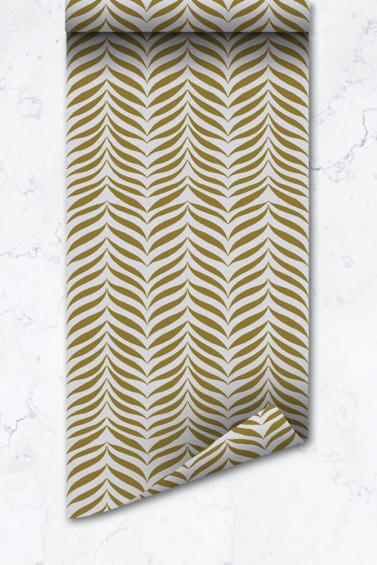 Faux Gold Accent Wallpaper, Elegant Chevron,  Peel And Stick