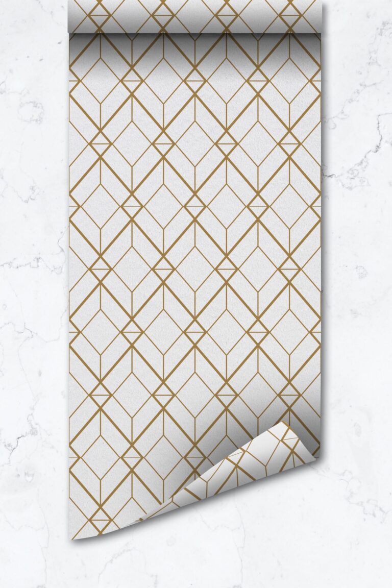 Faux Gold Geometric Design Wallpaper, Elegant Design,  Peel And Stick