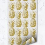 Faux Gold Pineapple Removable Wallpaper Jungle Theme Temporary