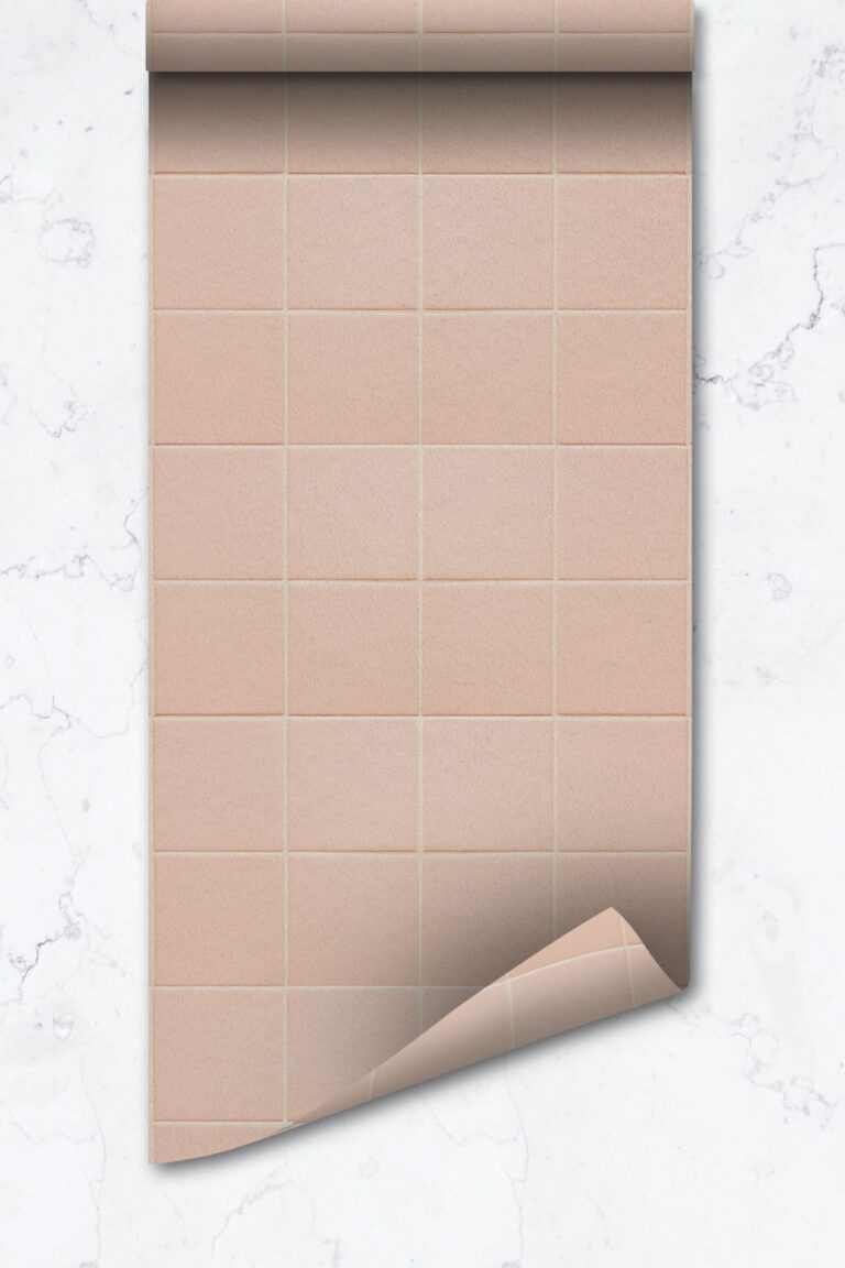 Faux Pink Tiles Wallpaper, Bathroom And Kitchen Removable