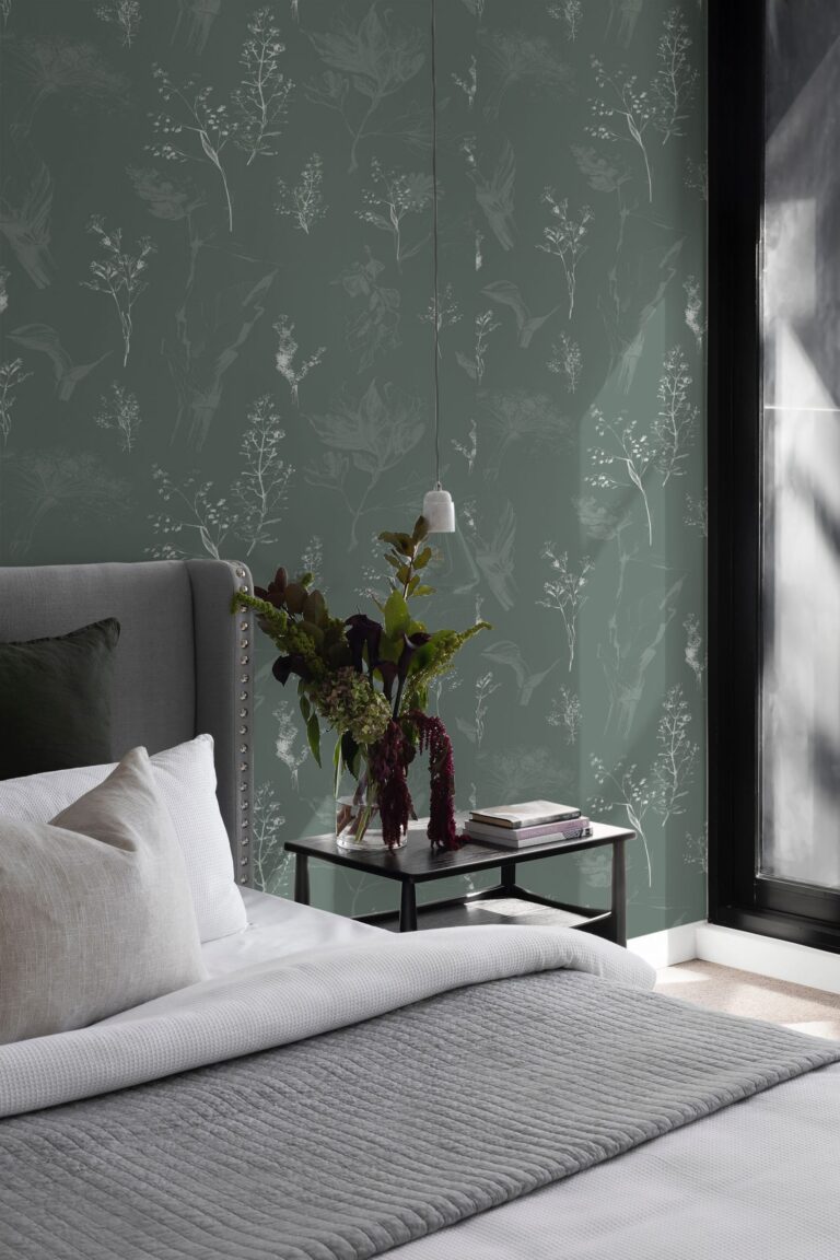 Fern Green Wildflower Removable Wallpaper, Available As Self Adhesive