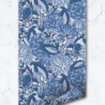 Floral Blue Paisley Removable Wallpaper, Elegant Flowers, Peel And Stick