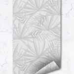 Fog Grey Palm Leaves Removable Wallpaper  Coastal  Self Adhesive