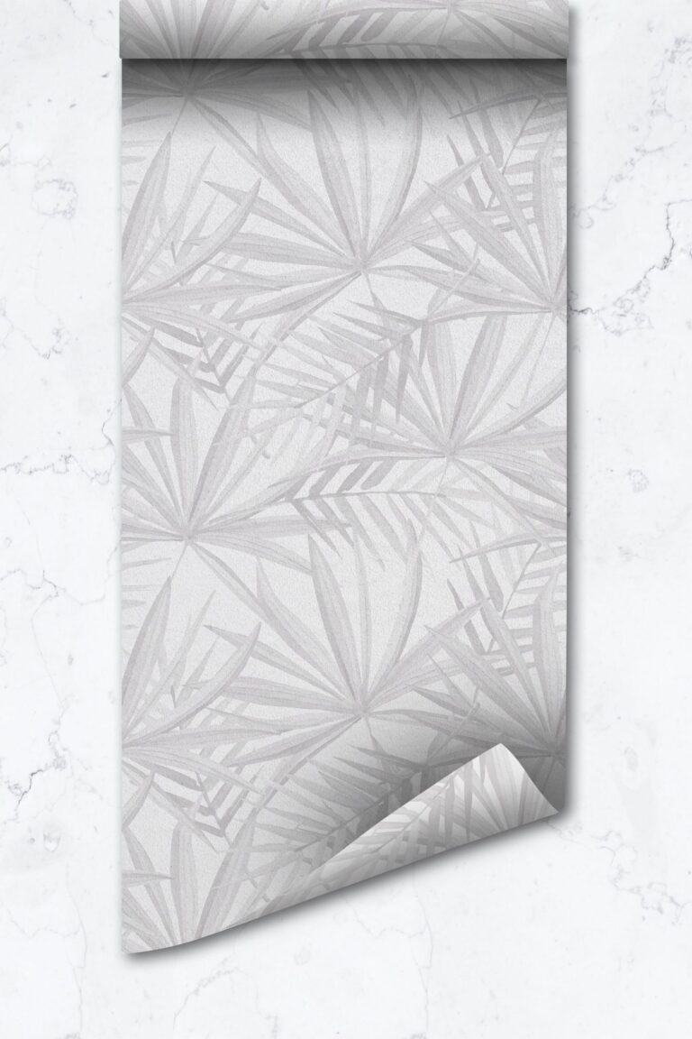 Fog Grey Palm Leaves Removable Wallpaper  Coastal  Self Adhesive
