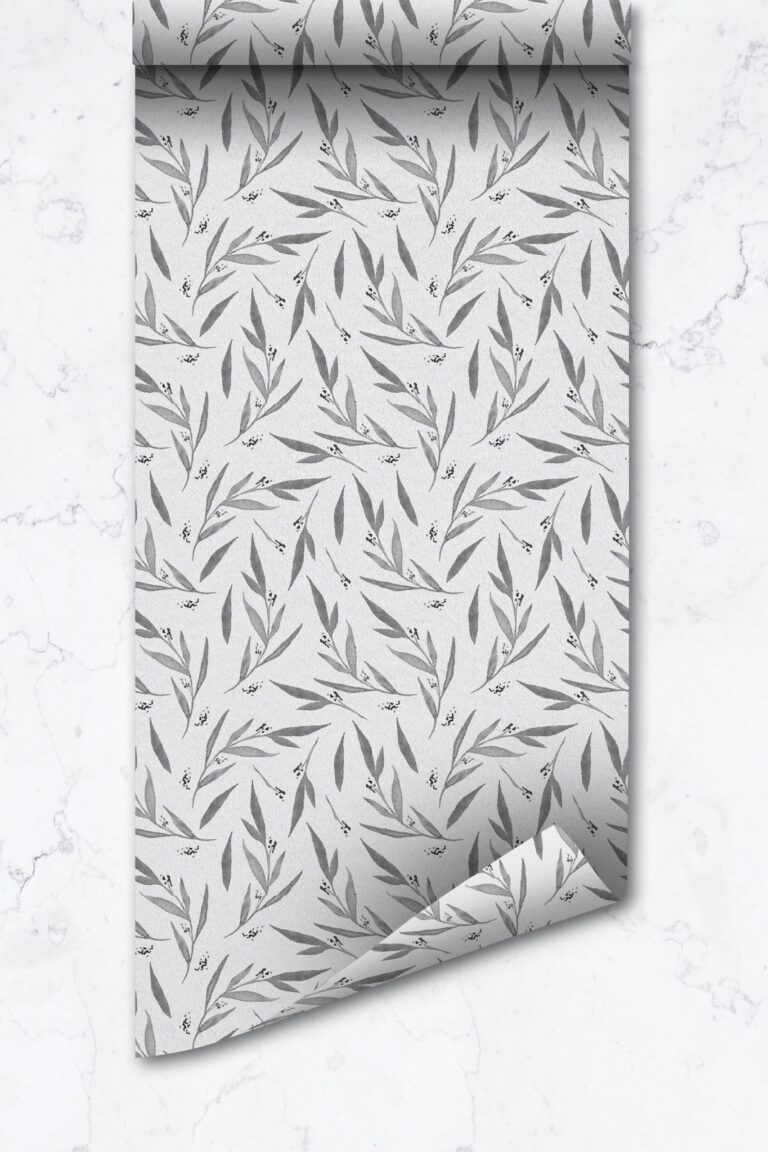 Grey Botanical Removable Wallpaper Self Adhesive