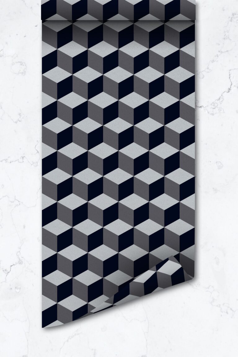 Grey Cube Retro Removable Wallpaper, Mid Century