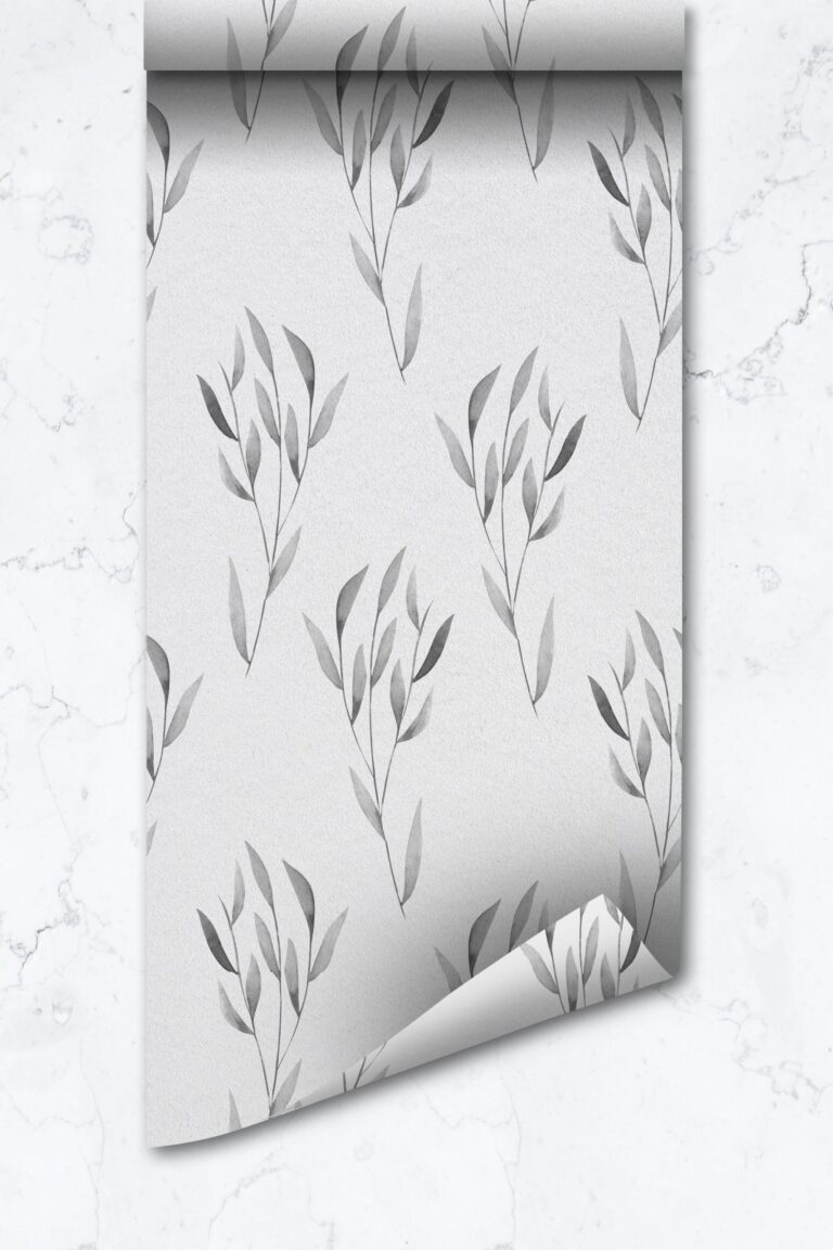 Grey Foliage Removable Wallpaper,  Self Adhesive