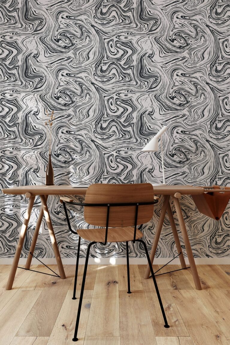 Grey Malachite Pattern Wallpaper, Removable Self Adhesive