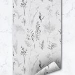 Grey Wildflower Removable Wallpaper Self Adhesive