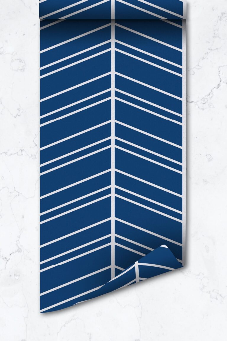 Large Blue Herringbone Wallpaper, Peel And Stick, Self Adhesive