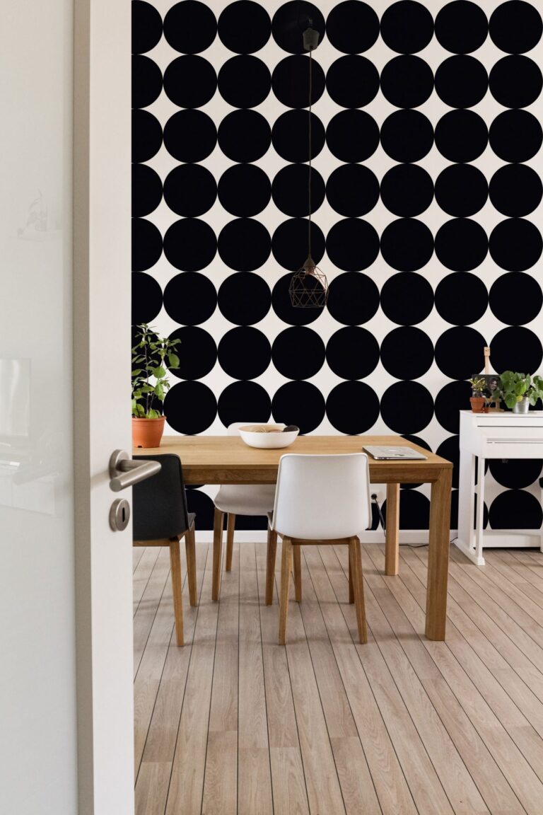 Large Dot Wallpaper, Black Bold Polka Dot, Mid Century, Modern Temporary