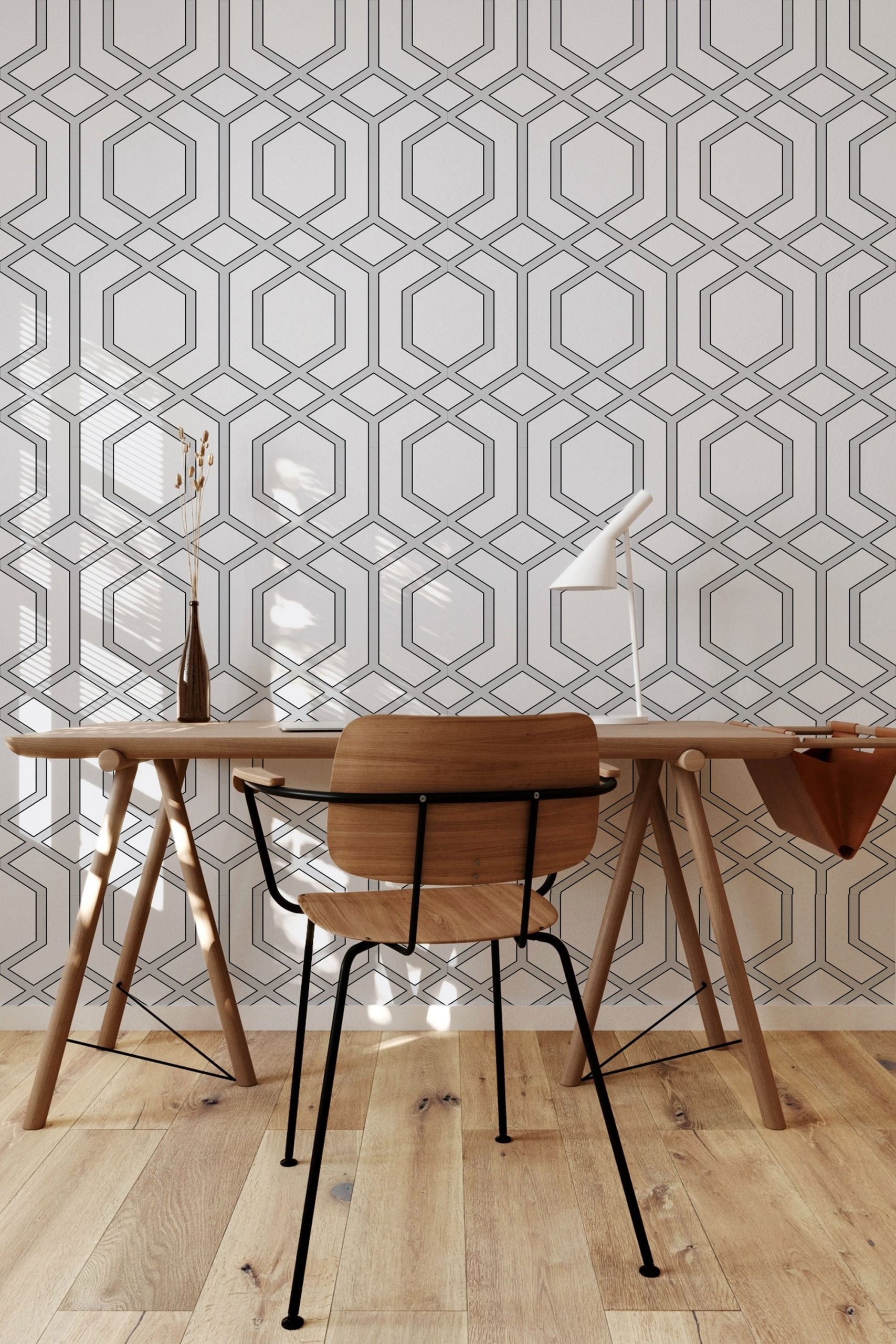 Gray Trellis Wallpaper Wall Covering Self Adhesive Peel And Stick