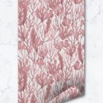 Living Coral Removable Wallpaper, Watercolor Coastal Decor, Nautical Print