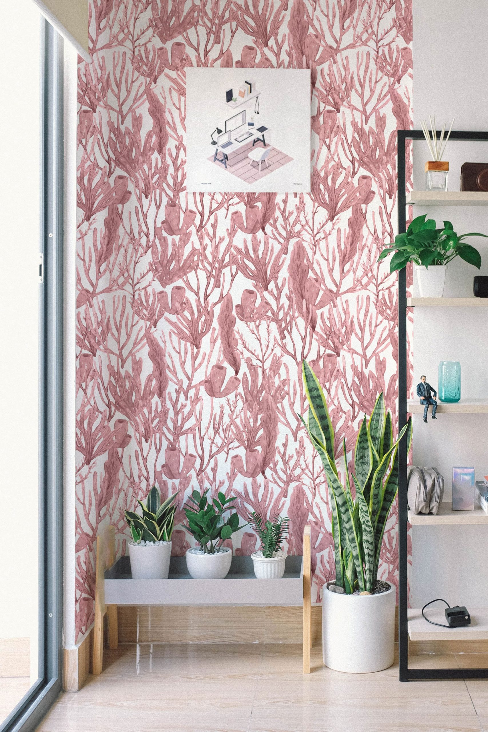 Living Coral Wallpaper Wall Covering Self Adhesive Peel And Stick