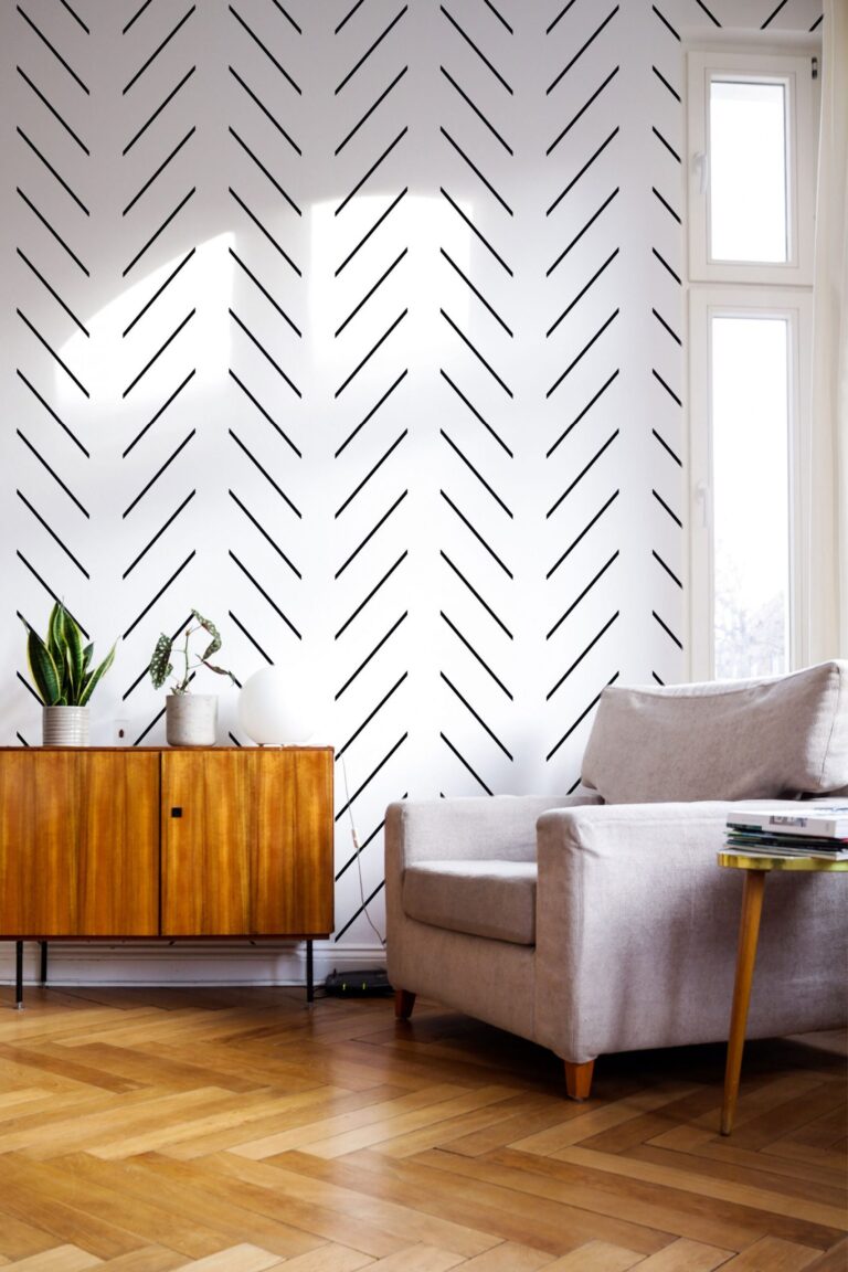 Modern Delicate Herringbone Wallpaper Scandinavian Design, Removable Self Adhesive