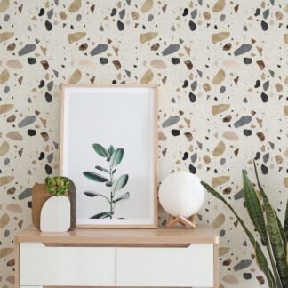 Neutral Blue Terrazzo Wallpaper / Coastal Style Removable 