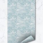 Ocean Waves Wallpaper, Coastal Style, Nautical Japanese, Self Adhesive