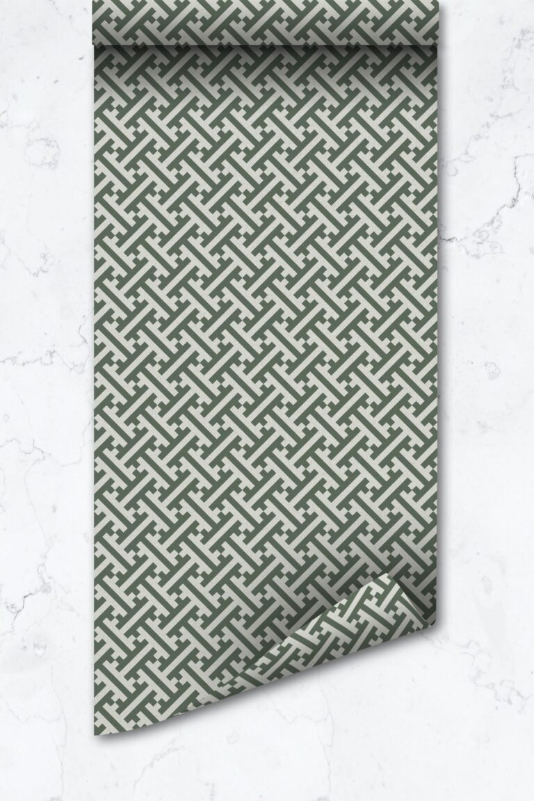 Olive Green Greek Key Pattern Wallpaper Graphic  Self Adhesive