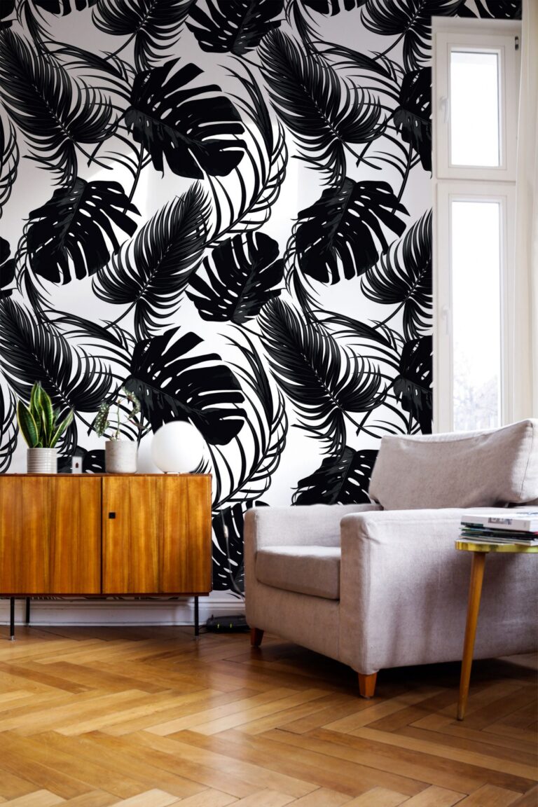 Palm Leaf Imprint Removable Wallpaper Decal, Temporary