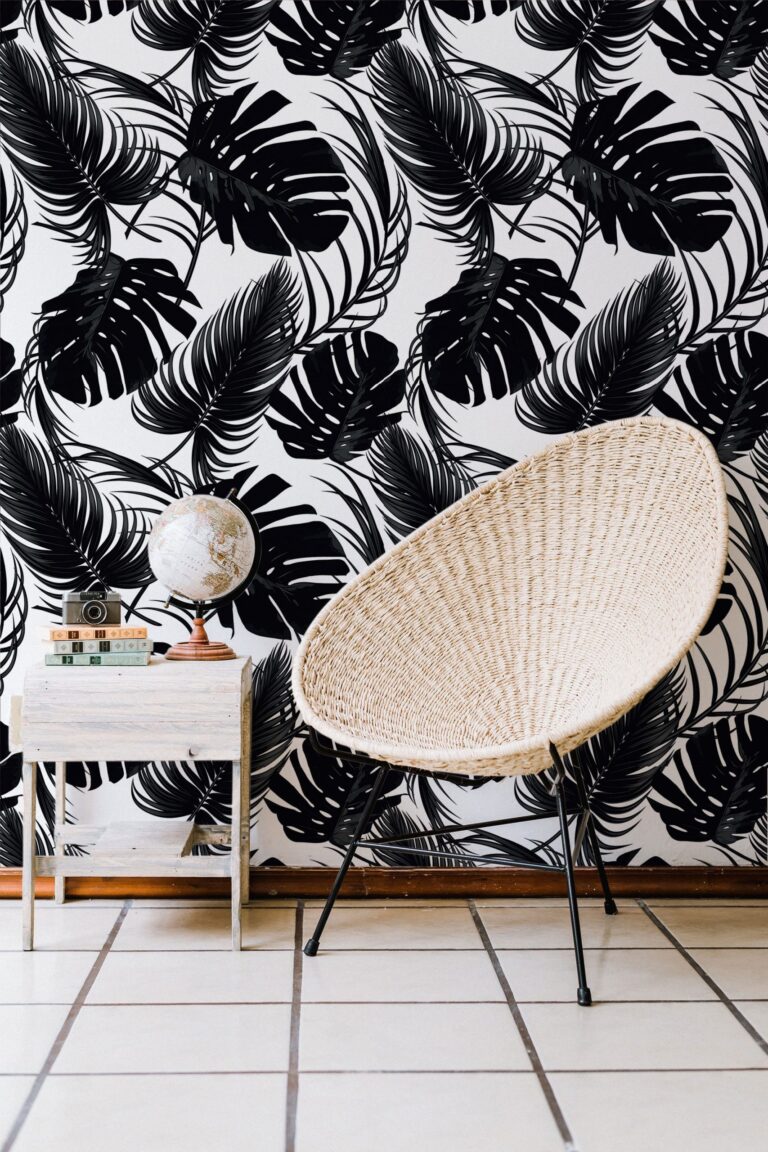 Palm Leaf Imprint Removable Wallpaper Decal, Temporary