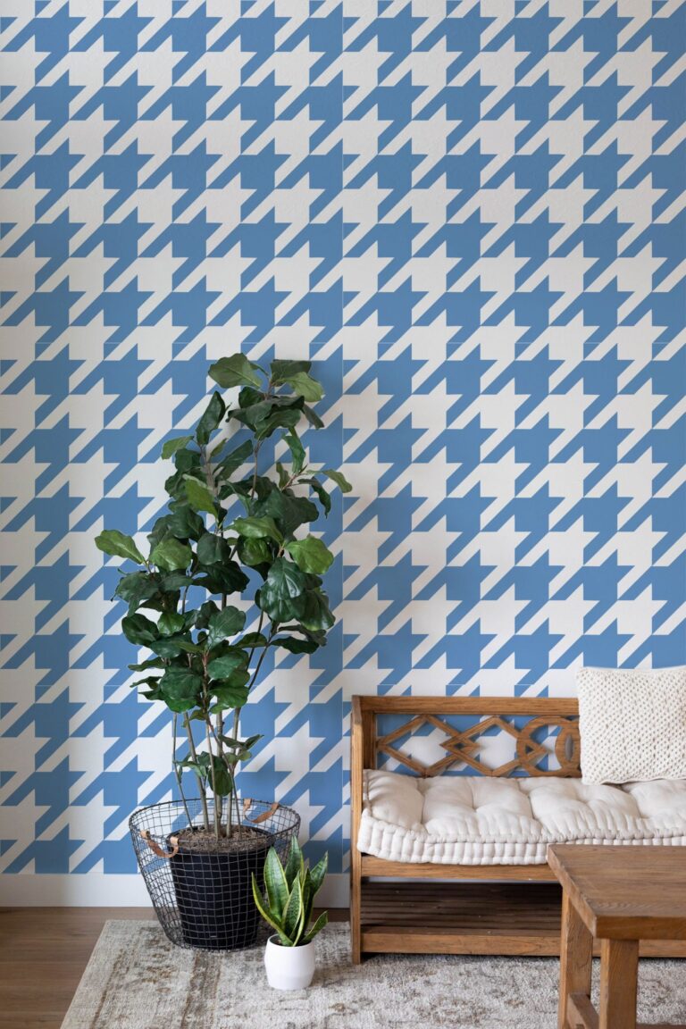 Pearl Blue Houndstooth Wallpaper Houndstooth Pattern, Removable Peel And Stick