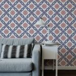 Pink And Blue Lisbon Tile Wallpaper