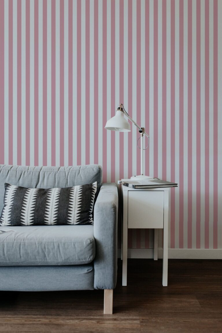 Pink Candy Stripe Wall Print, Removable Wallpaper