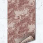 Pink Palm Leaves Removable Wallpaper Self Adhesive 