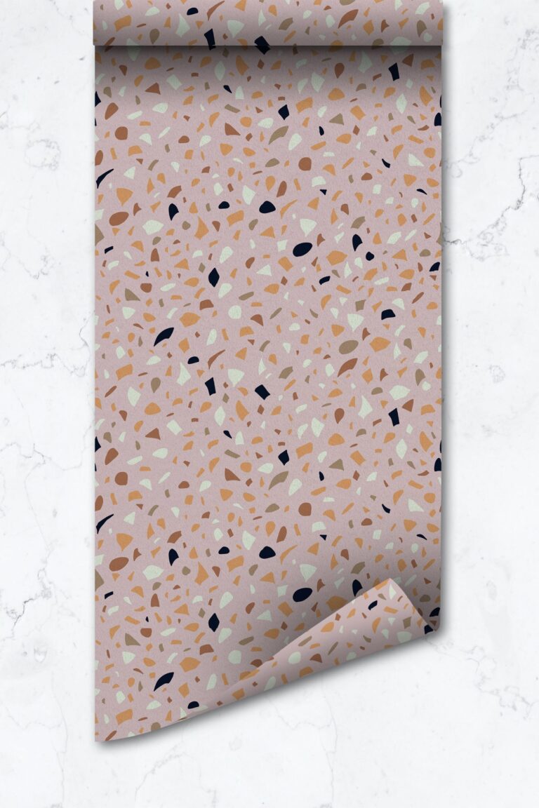 Pink Terrazzo Design Wallpaper, Elegant Pink Wallpaper Peel And Stick