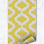 Quatrefoil Yellow Color Removable Wallpaper Moroccan