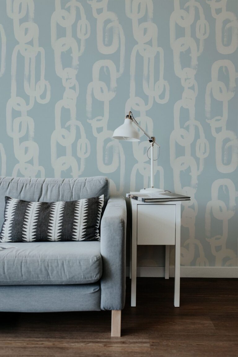 Rain Blue Chain Design Removable Wallpaper, Coastal Collection Self Adhesive