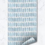 Rain Blue Watercolor Removable Wallpaper, Brush Strokes, Self Adhesive